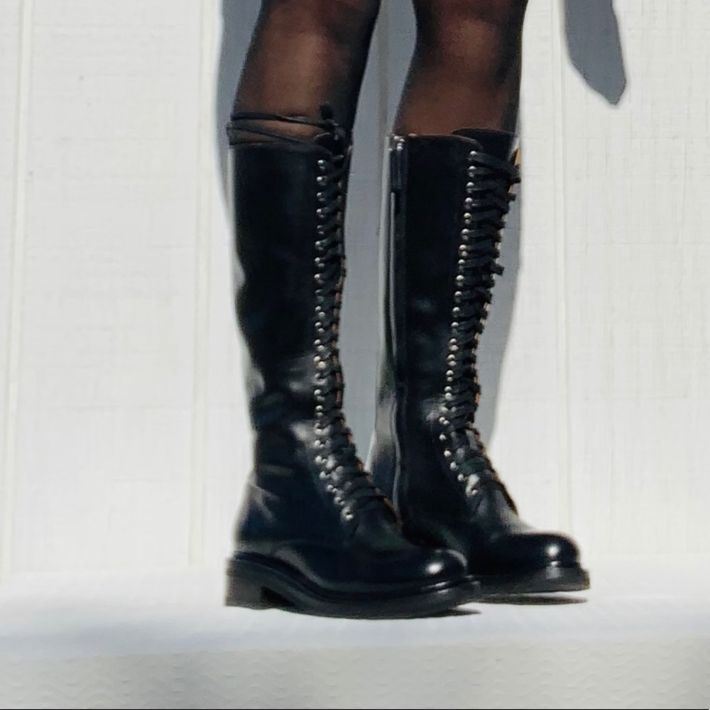 Frye Alice Black Lace Up Combat Boots 8 Tall NWT - Picture 16 of 16
